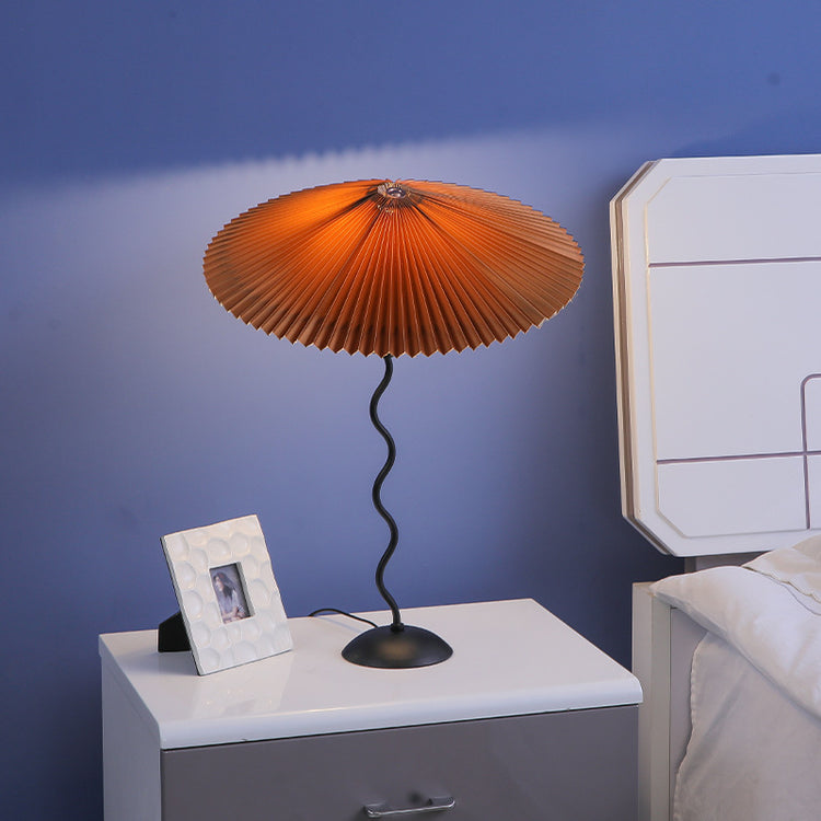 Retro Pleated Umbrella American Master Bedroom Bedside Lamp
