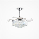 Crystal Fan Lights European Ceiling Fan Lights Living Room Bedroom Dining Room Invisible Led Fan Chandelier All Copper